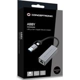 Conceptronic - Abby08g - Usb-a Naar Rj45-adapter - Grijs - Aluminium