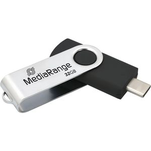 MediaRange - Swivel Stick - USB-stick - Zwart - Zilver - 32 GB