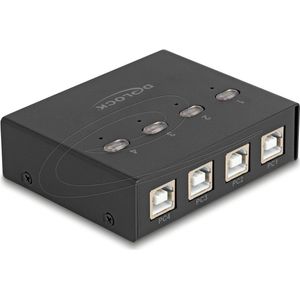 Delock USB 2.0 schakelaar voor 4 pc's naar 4 apparaten, Schakeldoos