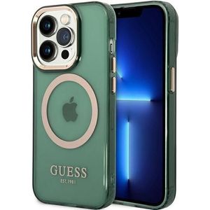 Guess GUHMP14XHTCMA iPhone 14 Pro Max 6,7"" zielony/kaki hard case Gold Outline Transparante MagSafe (iPhone 14 Pro Max), Smartphonehoes, Groen