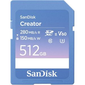 SanDisk - Creator SD-UHS-II - Geheugenkaart - 512 GB - V60 - UHS-II - 280 MB/s Lezen