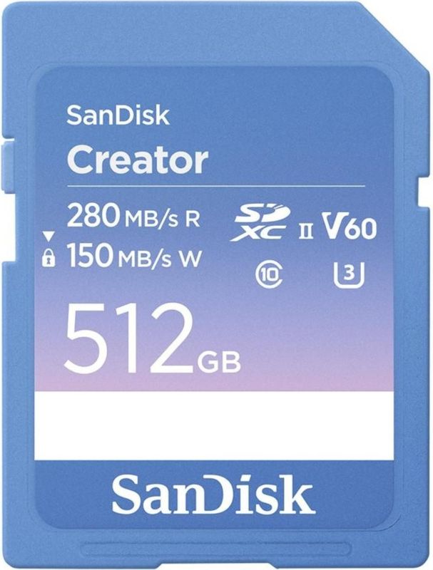 SanDisk - Creator SD-UHS-II - Geheugenkaart - 512 GB - V60 - UHS-II - 280 MB/s Lezen
