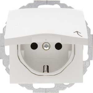 Berker - Schuko-stopcontact - Wit - Kunststof - Met Klepdeksel