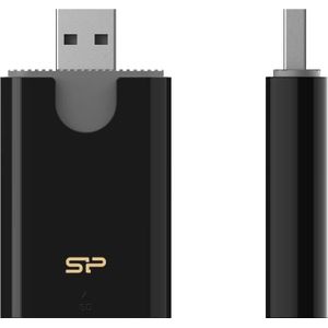 Silicon Power Combo USB 3.1 Kaartlezer microSD en SD Zwart (USB), Geheugenkaartlezer, Zwart