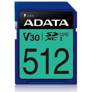 Adata - Premier Pro - Geheugenkaart - Blauw - 512 GB - SDXC UHS-I U3