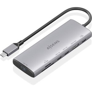 Aisens ASUC-7P031-GR (USB-C), Docking station + USB-hub, Grijs