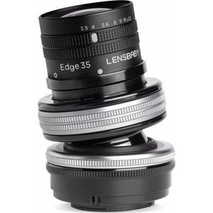 Lensbaby Composer Pro II incl. Edge 35 mm f/3,5-22 Optic MFT (Micro Vier Derde, Volledig formaat, APS-C / DX), Objectief, Zwart