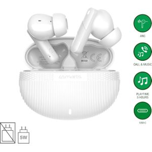 4smarts Wireless Headset SkyBuds Pro ANC, weiss (ANC, 5 h, Draadloze), Koptelefoon, Wit