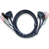 Aten 2L-7D02UD DVI Duallink Kabelset naar KVM Switch, 1,8m, KVM schakelaar kabel