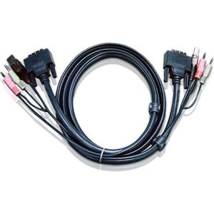 Aten 2L-7D02UD DVI Duallink Kabelset naar KVM Switch, 1,8m, KVM schakelaar kabel