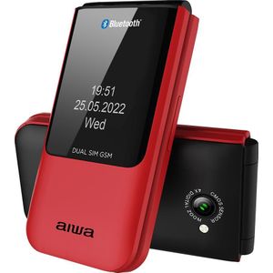 Aiwa FP-24RD RED seniorentelefoon met grote toetsen, flip-telefoon, dual SIM, kleurenscherm, camera (2.40"", 32 MB, 0.30 Mpx, 2G), Sleutel mobiele telefoon, Rood