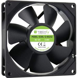 Techly - ICOOL-12-8025Z - PC-Fan - Zwart - Glasvezel en Kunststof