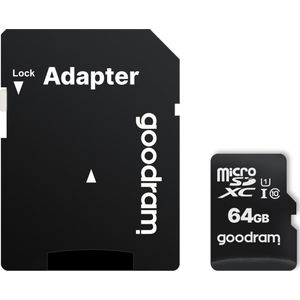Goodram 64 GB Micro SDXC (microSDXC, 64 GB, U1, UHS-I), Geheugenkaart, Zwart