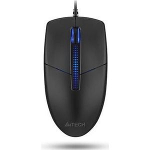A4Tech - N-530S - Muis - Zwart - USB - Bedraad - Blauwe Achtergrondverlichting