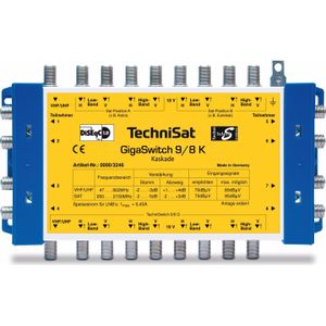 TechniSat GigaSwitch 9/8 K (Multischakelaar), Satelliet accessoires, Blauw, Geel