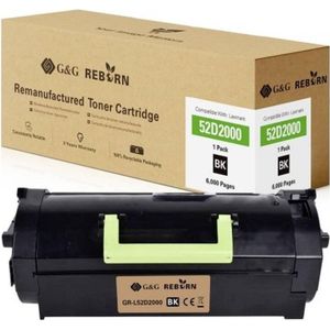 G&G, Toner, Toner vervangt Lexmark 522 Compatibel Zwart 6000 pagina's Reborn remanufactu (BK)