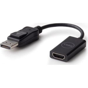 Dell Videoadapter DisplayPort mannetje naar HDMI vrouwtje (HDMI, DP, 20.32 cm), Data + Video Adapter, Zwart