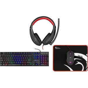 White Shark Gaming toetsenbord met muis en hoofdtelefoon Comanche 3, Met achtergrondverlichting, US (DE, Bedraad), Toetsenbord, Zwart