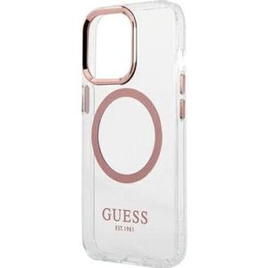 Guess GUHMP13XHTRMP iPhone 13 Pro Max 6,7"" różowy/roze hard case Metal Outline Magsafe (iPhone 13 Pro Max), Smartphonehoes, Roze