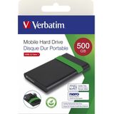 Verbatim 53111 externe harde schijf 512 GB 5400 RPM 2.5" Micro-USB B 2.0/3.2 Gen 1 (3.1 Gen 1) Zwart, Groen