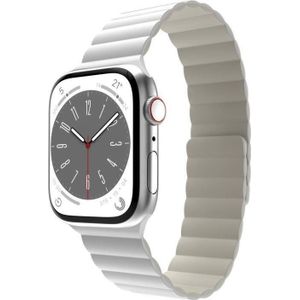MagEasy Magnetisch siliconen polsbandje voor Apple Watch 42/44/45/49mm - Wit (Silicone), Horlogebandjes, Wit