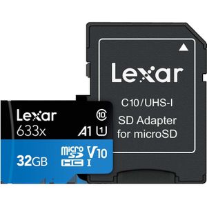 Lexar High-Performance 633x (32 GB, microSDHC, U1, UHS-I), Geheugenkaart, Zwart