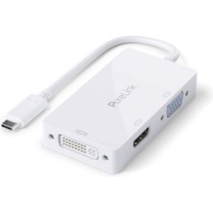 Purelink USB-C naar (HDMI, DVI, VGA, 22.40 cm), Data + Video Adapter, Wit