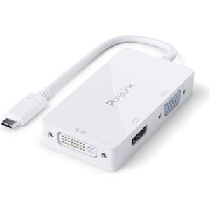 Purelink USB-C naar (VGA, DVI, HDMI, 22.40 cm), Data + Video Adapter, Wit