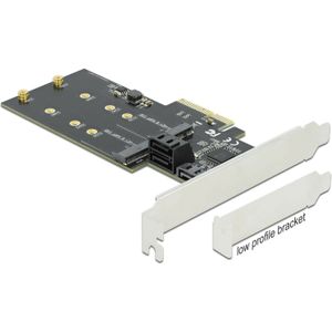 Delock - SATA-controller PCI-Ex4 - Storage Controller - Zwart - 3xSATA3, 2xM.2 Key-B