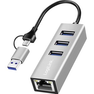LogiLink - UA0440 - Docking Station - Zilver - USB-A en USB-C met 3 Havens