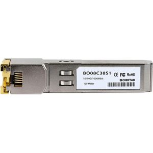 BlueOptics Compatibel Extreme Networks 10070  BO08C38S1 SFP Transceiver, Koper RJ45, 10/100/1000BASE-T, 100M, Zendontvangers, Zilver