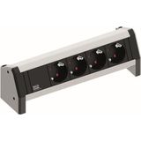 Bachmann desktop stekkerdoos met Wieland GST18® installatiestekker en 4 contacten / zwart/zilver