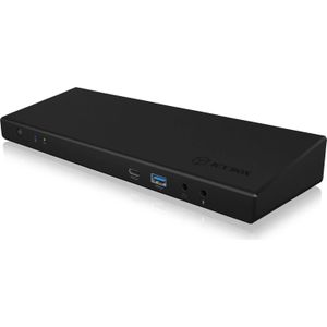 Icy Box IB-DK2244AC (USB C), Docking station + USB-hub, Zwart