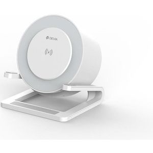 Devia Bluetooth-luidspreker IM-3 met draadloze oplader 15 W en licht wit (Zonder externe stroombron), Bluetooth luidspreker, Wit