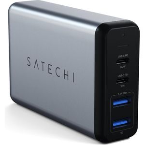 Satechi Reislader (75 W, Stroomvoorziening), USB-lader, Zilver, Zwart