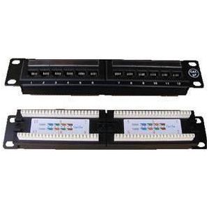 Datacom Patchpaneel 10" UTP cat5e 12-poorts Å¯, Server accessoires, Zwart