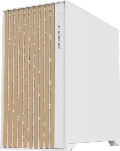 Itek Boitier Moyen Tour ATX Woody met vitrines (Blanc/Marron) (mATX, ATX, Mini-ITX), PC-behuizing, Wit