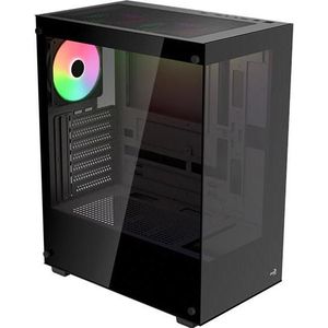 AeroCool Pivot-G-BK-v3 (zwart, gehard glas x 2) (ATX, Mini-ITX, mATX), PC-behuizing, Zwart