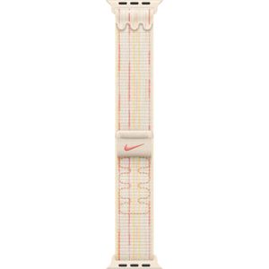 Apple Nike Sport Loop (42 mm, Nylon, Apple Watch Ultra 2, Apple Watch Series 10, Apple horloge SE 2024), Horlogebandjes, Roze, Wit