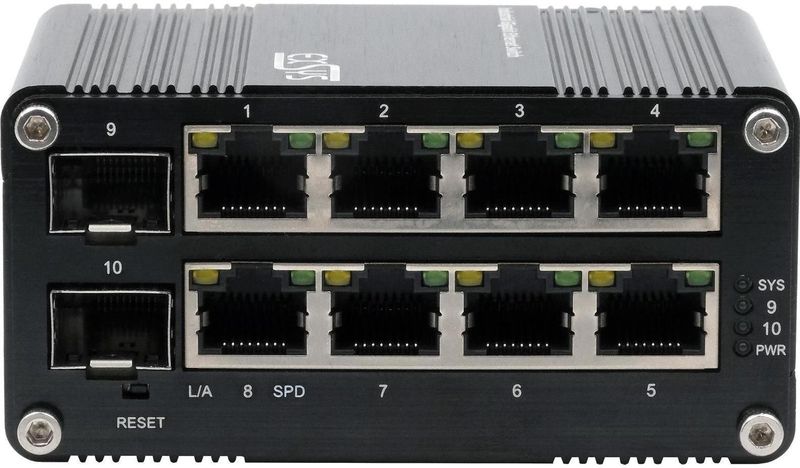 Exsys - Web-Managed Minischakelaar - 10 Poorten - Zwart - Metalen Behuizing