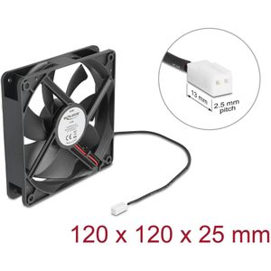 Delock Axiallüfter 5 V DC, 120 x 120 x 25 mm schwarz (120 mm, 1 x), PC ventilator, Zwart