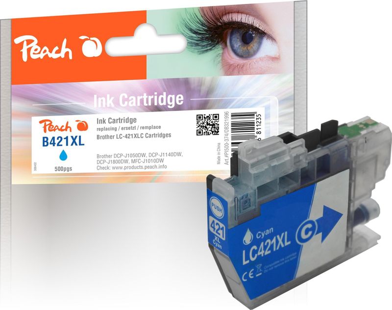 Peach PI500-374 inktcartridge 1 stuk(s) Compatibel Hoog (XL) rendement Cyaan