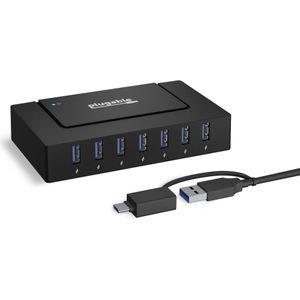 Plugable Technologies USBC-HUB7BC USB 3.2 Gen 1 (3.1 Gen 1) Type-B 5000 Mbit/s Zwart