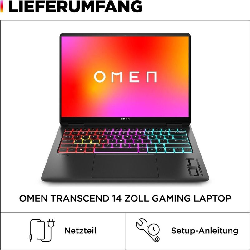 HP - OMEN 14-fb0174ng - Notebook - Zwart - 2,8K OLED 120Hz, Intel Core Ultra 7, 16GB RAM, 512GB SSD, RTX 4060