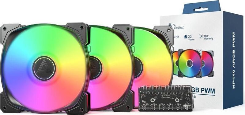 Montech - HP140 - Ventilator - Zwart - 140 mm - 3 stuks