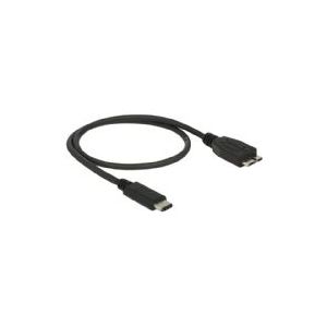 DeLOCK 0.5m USB3.1 C - MicroUSB3.1 B, 0,5 m, USB C, Micro-USB B, USB 3.2 Gen 2 (3.1 Gen 2), Männlich/Männlich, Schwarz
