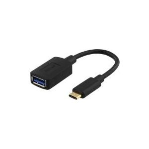 Deltaco USBC-1204, 0,15 m, USB C, USB A, Schwarz