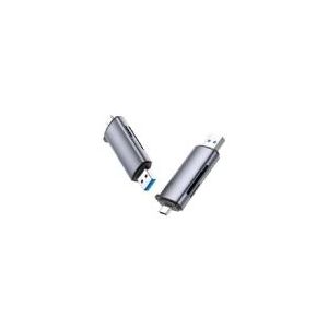 Ugreen 50706, MMC, MicroSD (TransFlash), MicroSDHC, MicroSDXC, RS-MMC, SD, SDHC, SDXC, Silber, USB/Micro-USB, 73,7 mm, 21,5 mm, 11,6 mm