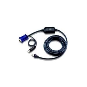 ATEN USB-VGA-KVM-Adapter, USB, USB, VGA, Schwarz, Blau, Metallisch, RJ-45, 1 x RJ-45