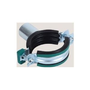 WALRAVEN KSB2 Dreifach-Rohrschelle 2-Schrauben verzinkt mit Schnellverschluss, Gewindemuffe M8/10/½, Geräuschdämmung aus schwarzem und grünem EPDM-Gummi bis 21 dB(A)